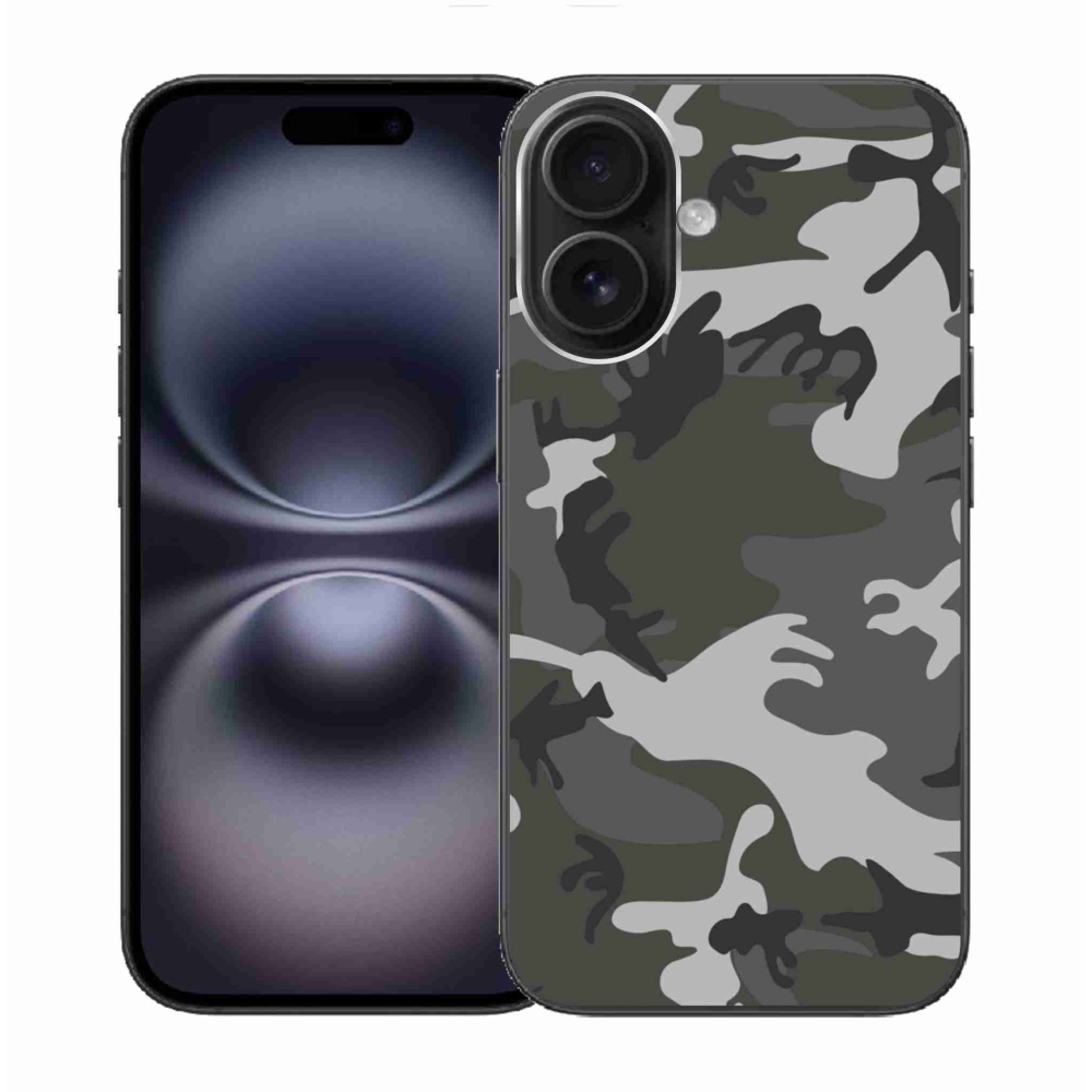 Gelový kryt mmCase na iPhone 16 - maskáčový vzor