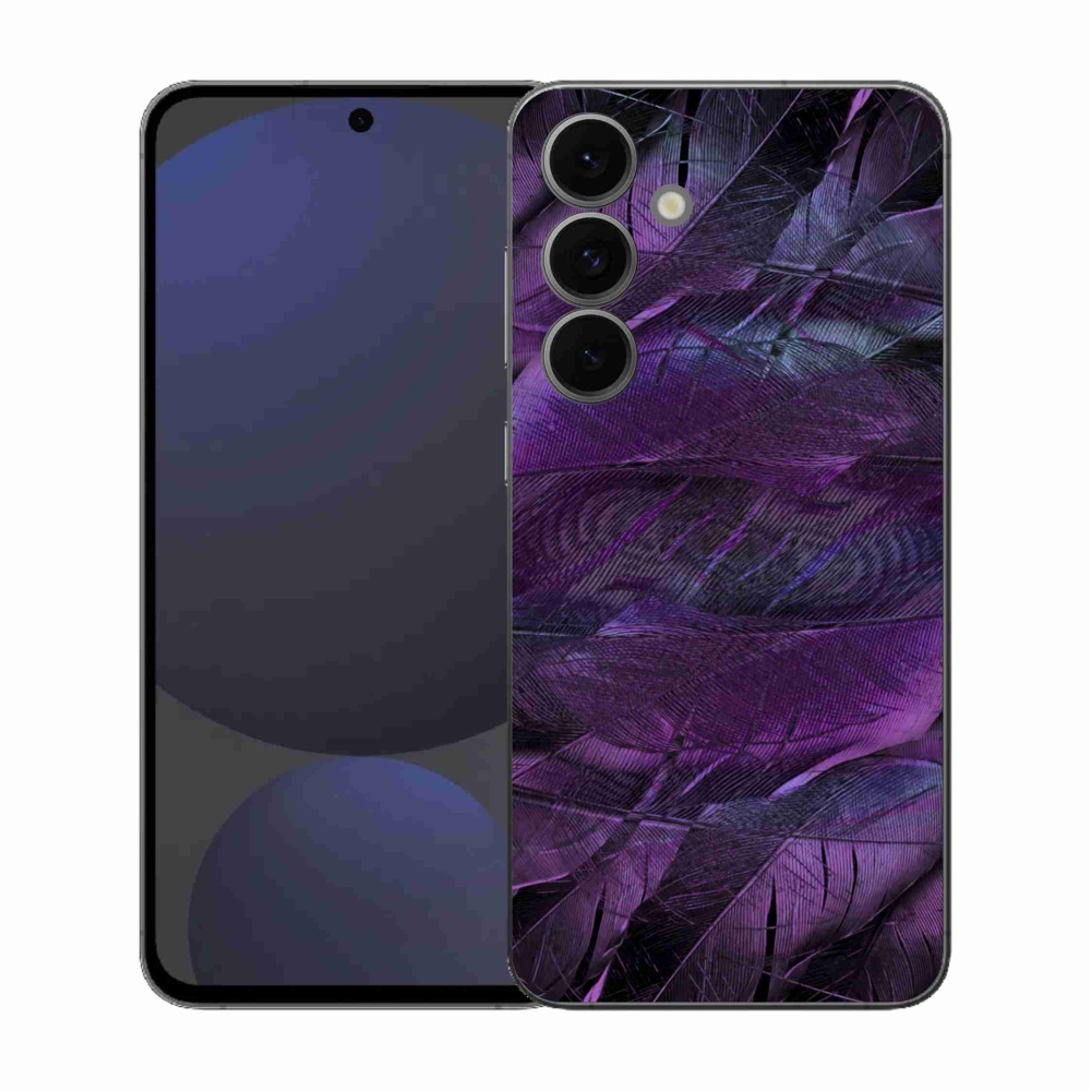 Gelový kryt mmCase na Samsung Galaxy S25 FE - fialová pírka