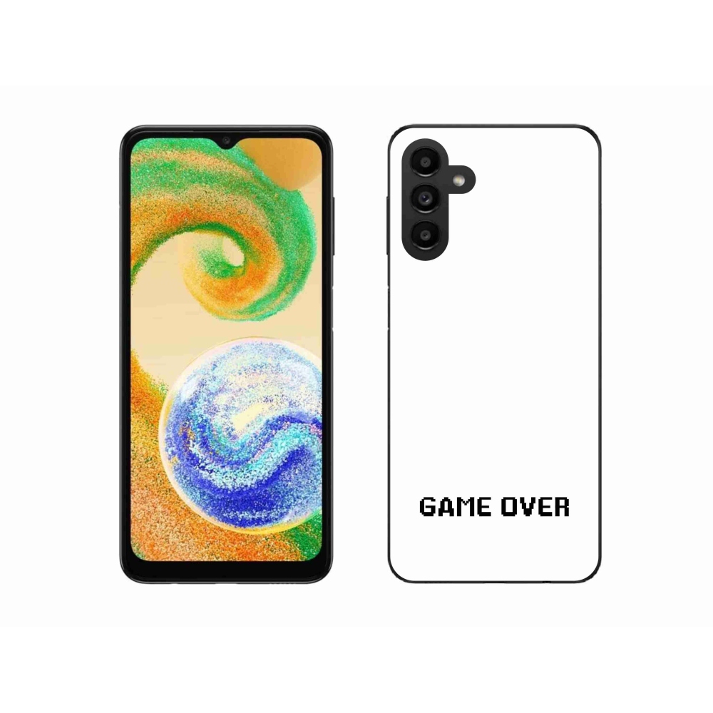 Gelový kryt mmCase na Samsung Galaxy A04s (164.7x76.7x9.1mm) - game over bílé pozadí