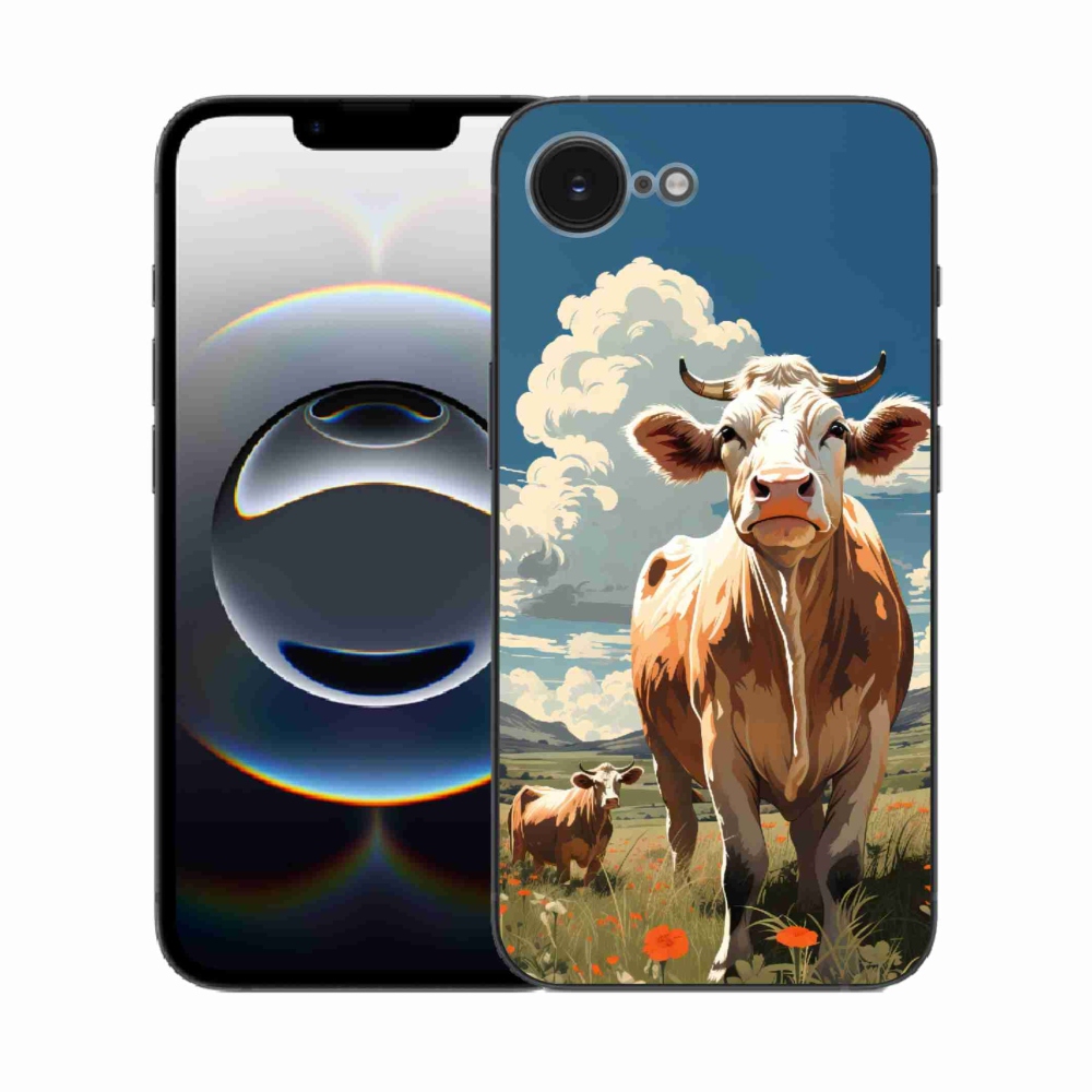 Gelový kryt mmCase na iPhone 16e - krávy na louce