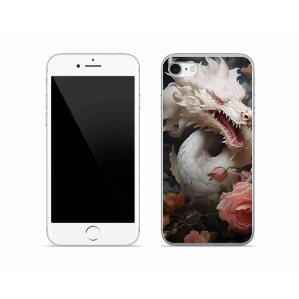 Gelový kryt mmCase na iPhone SE (2020) - bílý drak