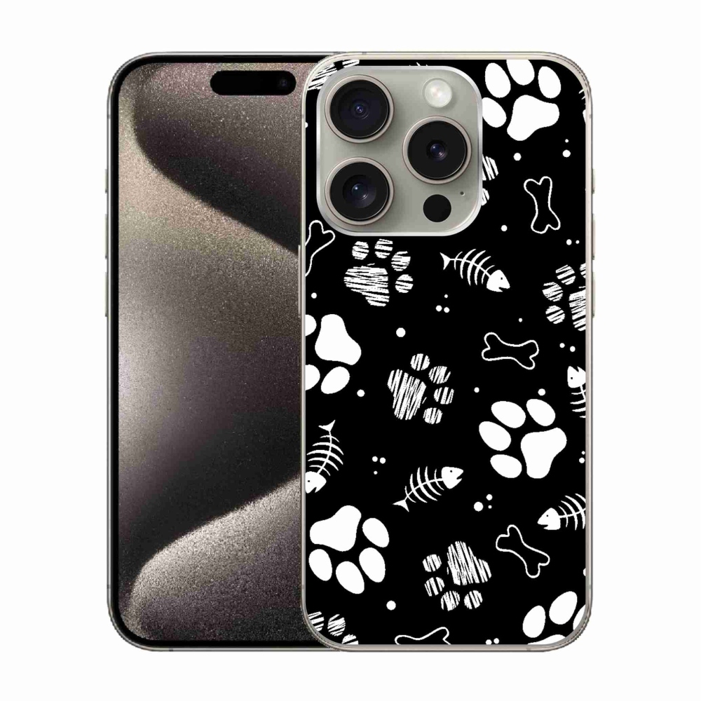 Gelový kryt mmCase na iPhone 15 Pro - psí tlapky