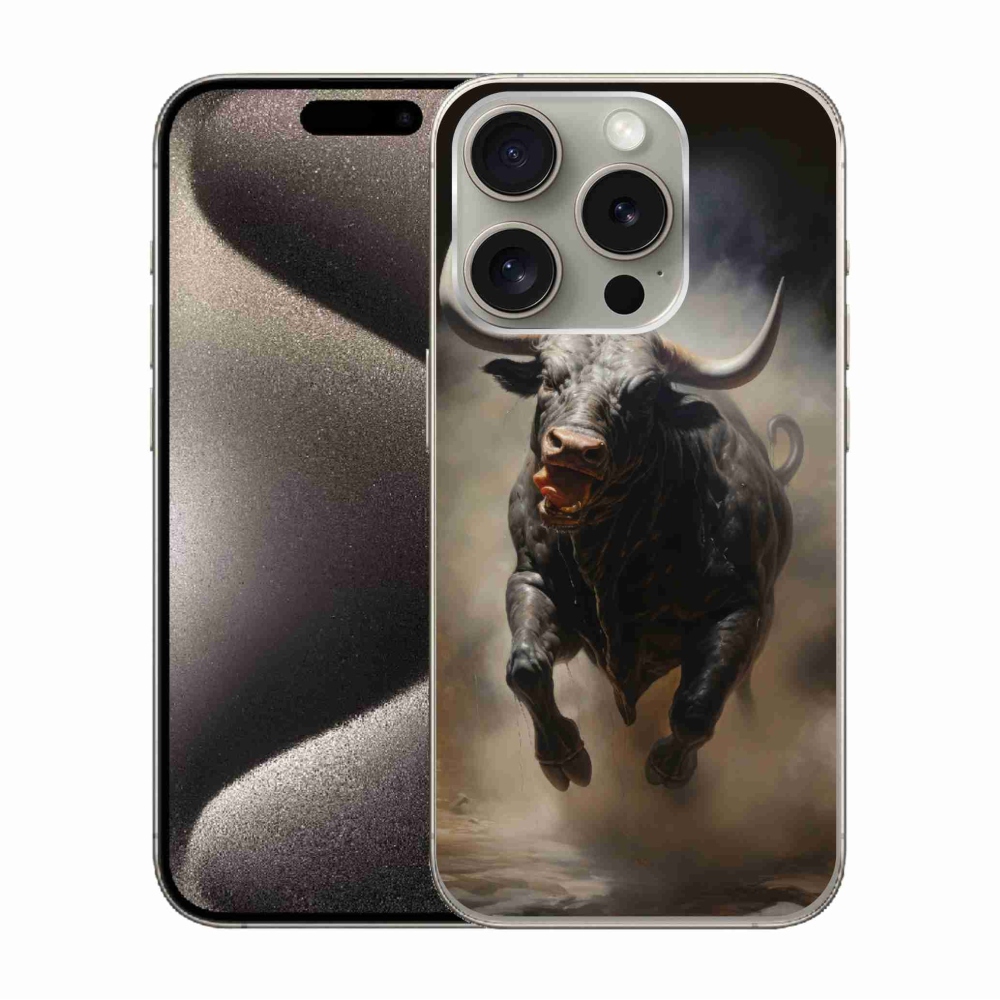 Gelový kryt mmCase na iPhone 15 Pro - rozzuřený býk