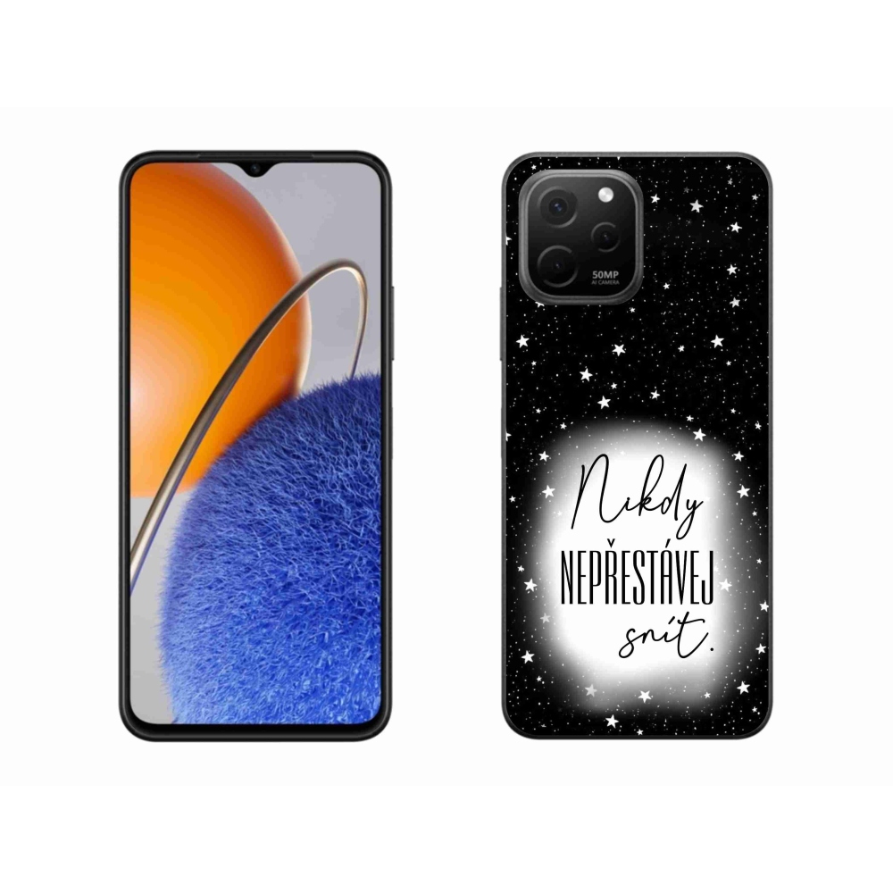 Gelový kryt mmCase na Huawei Nova Y61 - citát 1 bíločerné pozadí