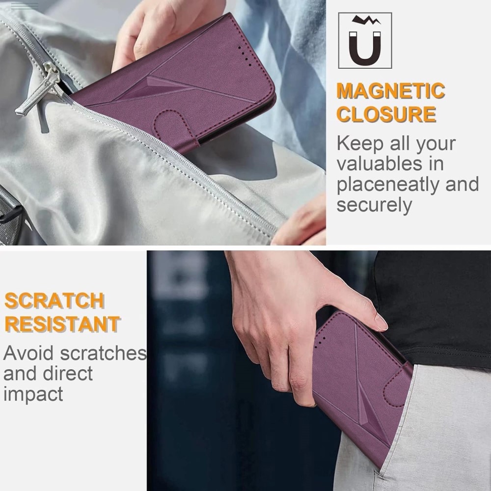 Triangles knížkové pouzdro na Realme 14 5G - tmavěfialové