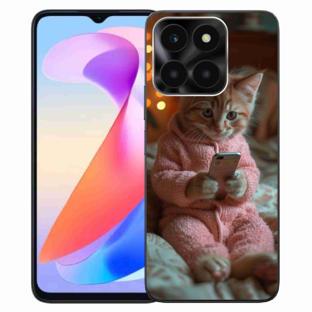 Gelový kryt mmCase na Honor X6a - kotě s mobilem