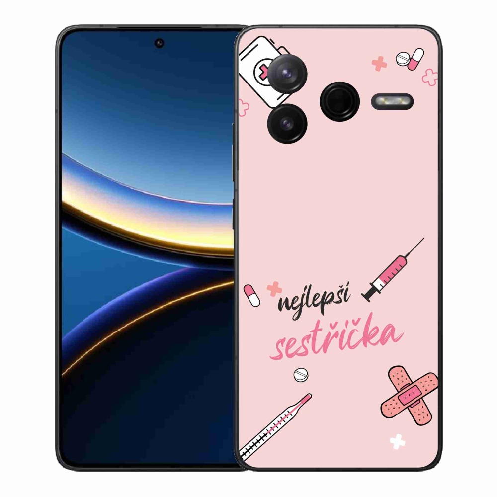 Gelový kryt mmCase na Xiaomi Poco F7 Pro - nejlepší sestřička růžové pozadí