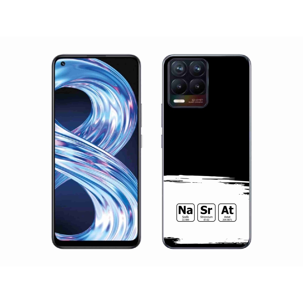 Gelový kryt mmCase na Realme 8 4G - chemické prvky bíločerné pozadí