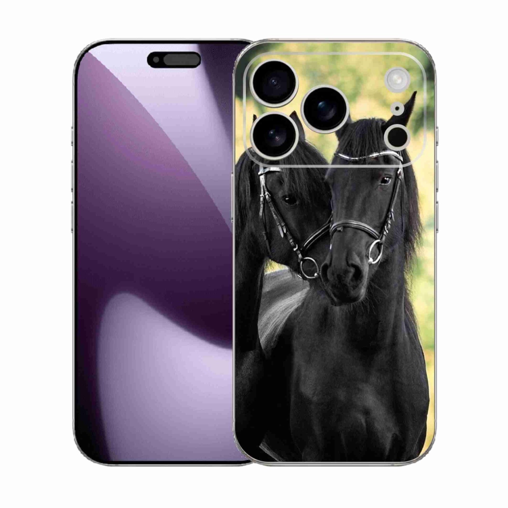 Gelový kryt mmCase na iPhone 17 Pro - dva černí koně