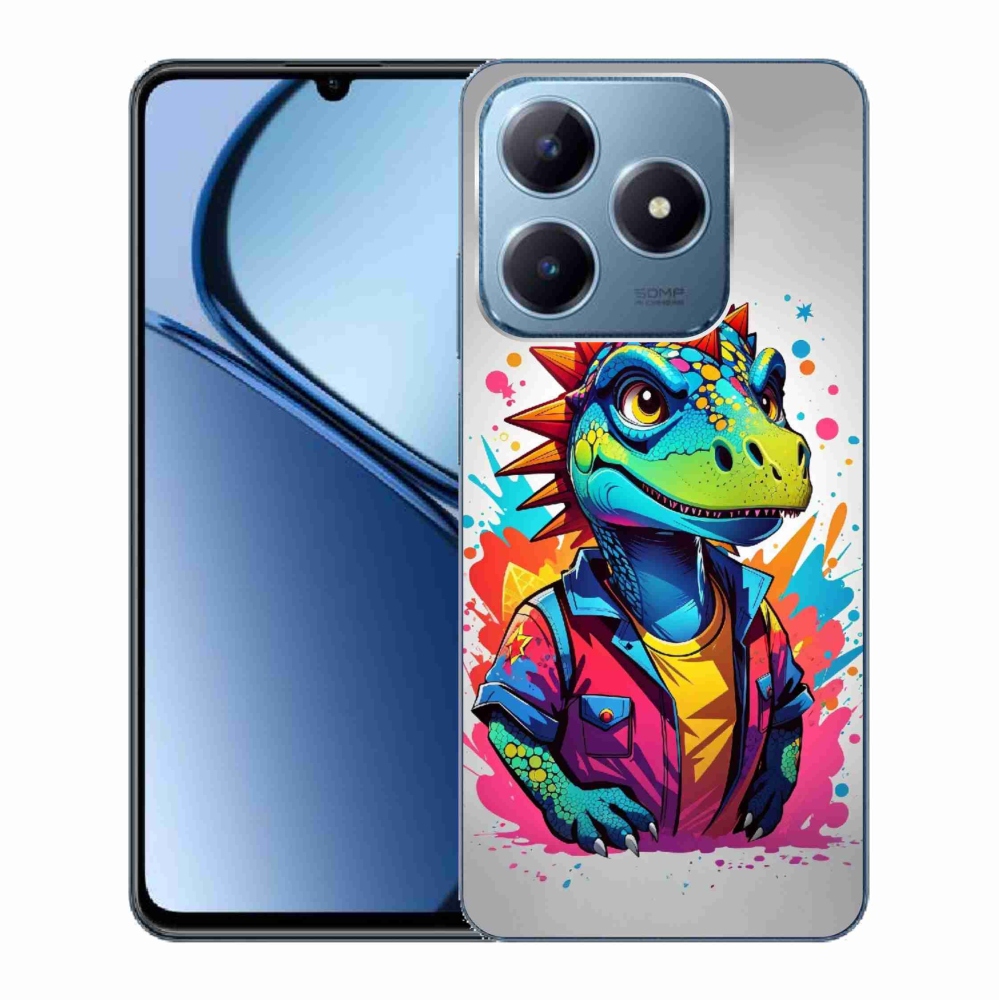 Gelový kryt mmCase na Realme C63 - barevný dinosaurus