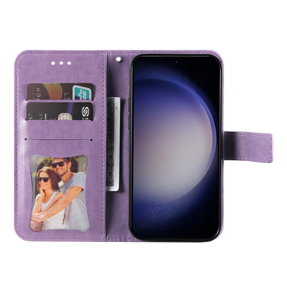 Floral knížkové pouzdro na Samsung Galaxy S25+ - fialové