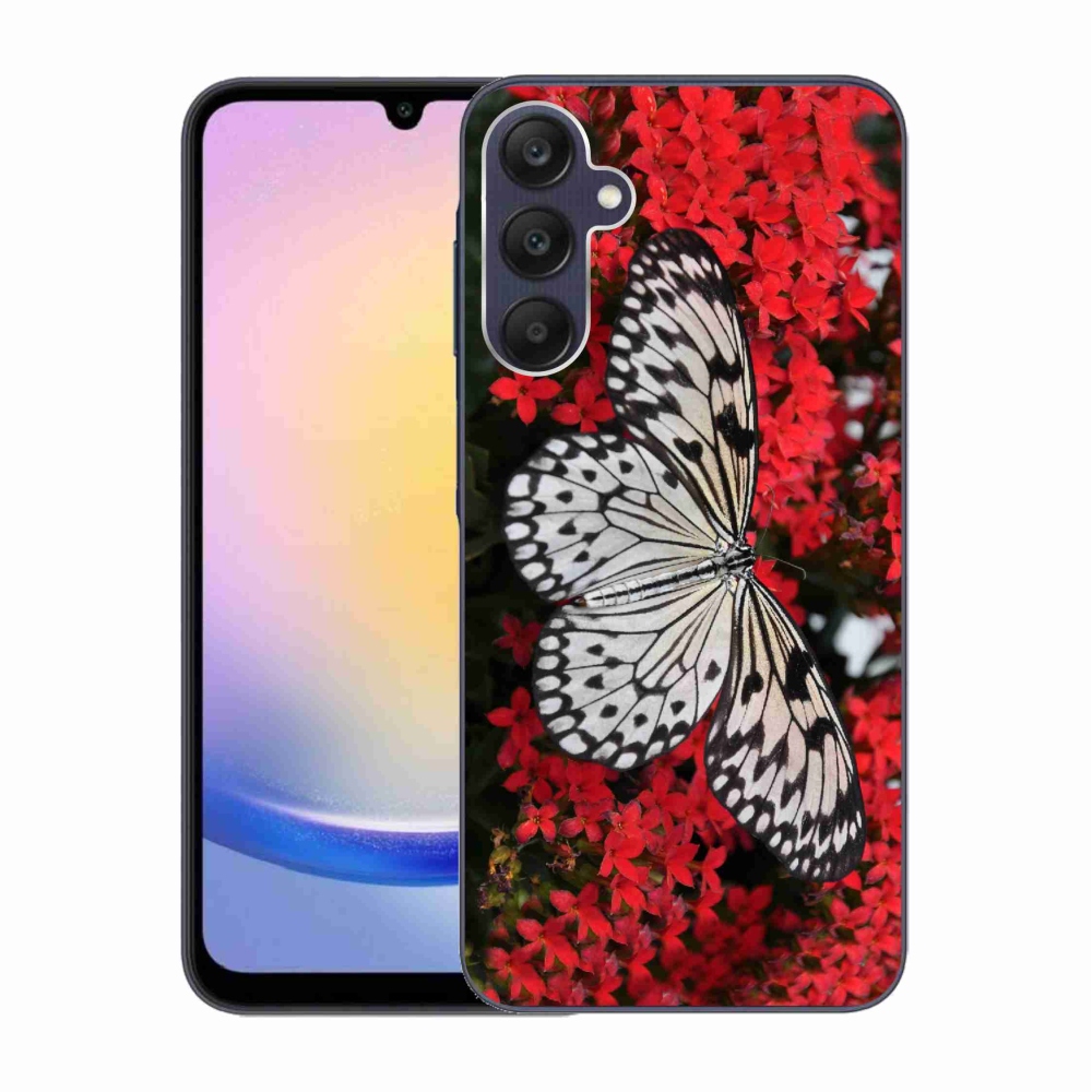Gelový kryt mmCase na Samsung Galaxy A25 5G - černobílý motýl 1