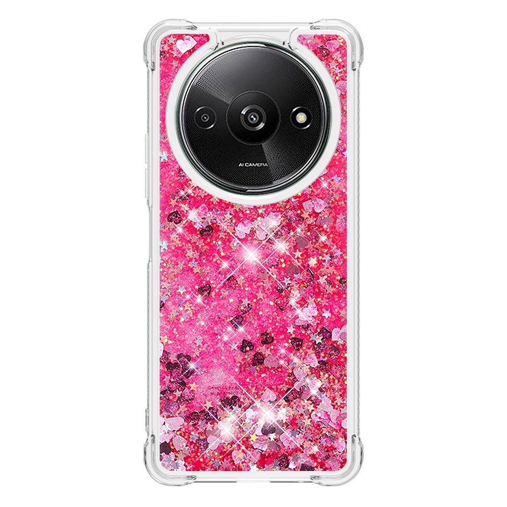Glitter gelový přesýpací obal na Xiaomi Redmi A3 - růžový/srdíčka