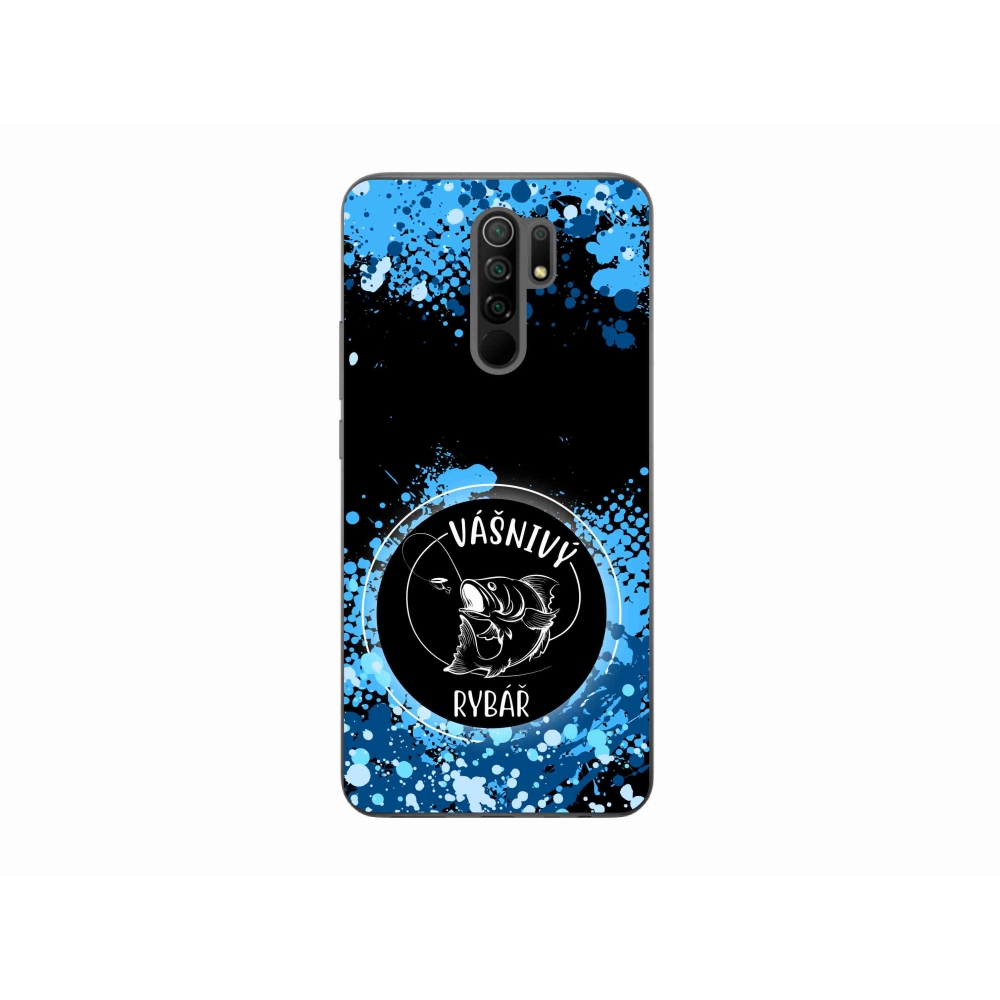 Gelový kryt mmCase na Xiaomi Redmi 9 - vášnivý rybář černé pozadí