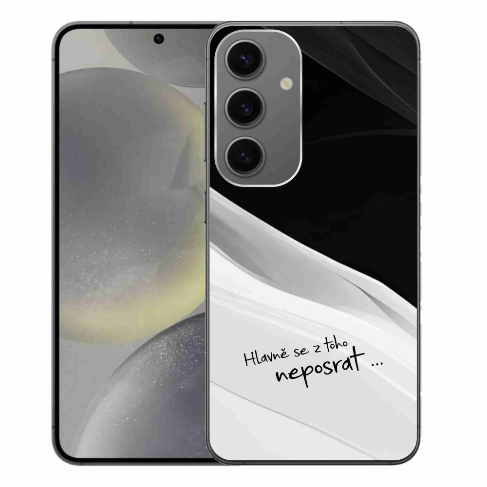 Gelový kryt mmCase na Samsung Galaxy S24+ - vtipný text 13 bíločerné pozadí