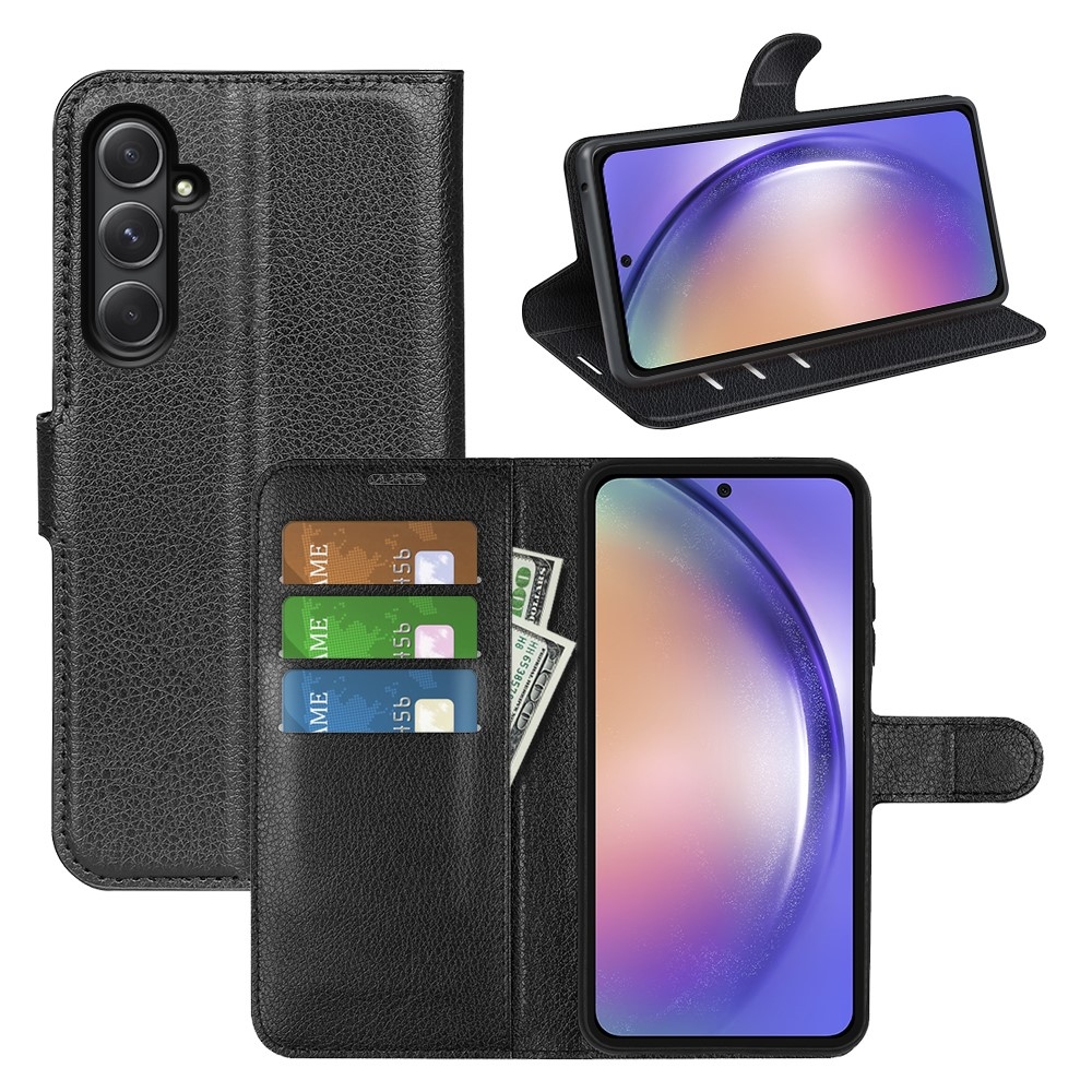 Litchi knížkové pouzdro na Samsung Galaxy A55 5G - černé