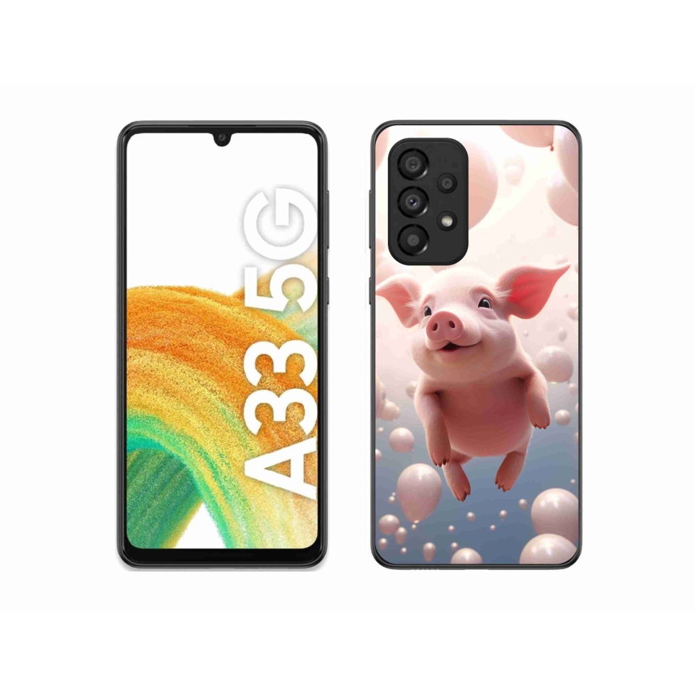 Gelový kryt mmCase na Samsung Galaxy A33 5G - prasátko s balónky