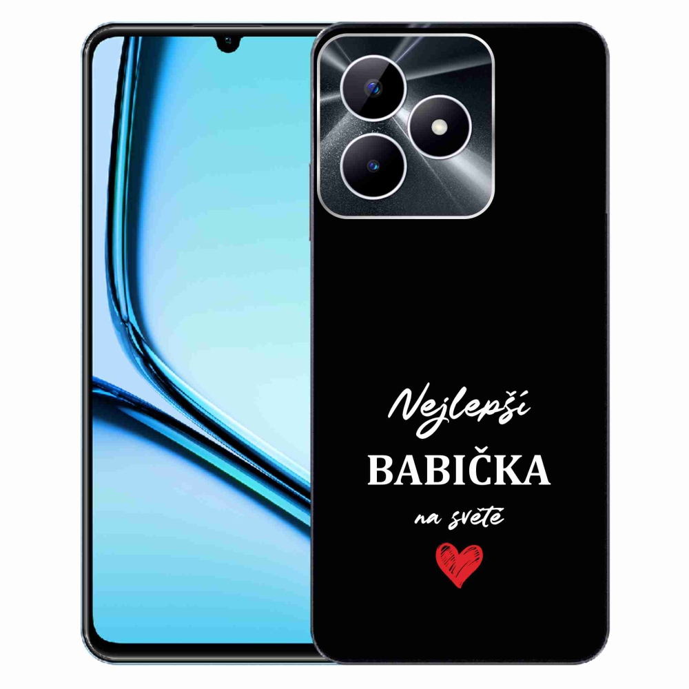 Gelový kryt mmCase na Realme Note 50 - nejlepší babička 1 černé pozadí