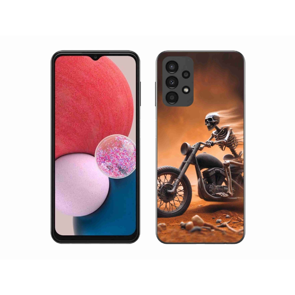 Gelový kryt mmCase na Samsung Galaxy A13 4G - kostra na motorce