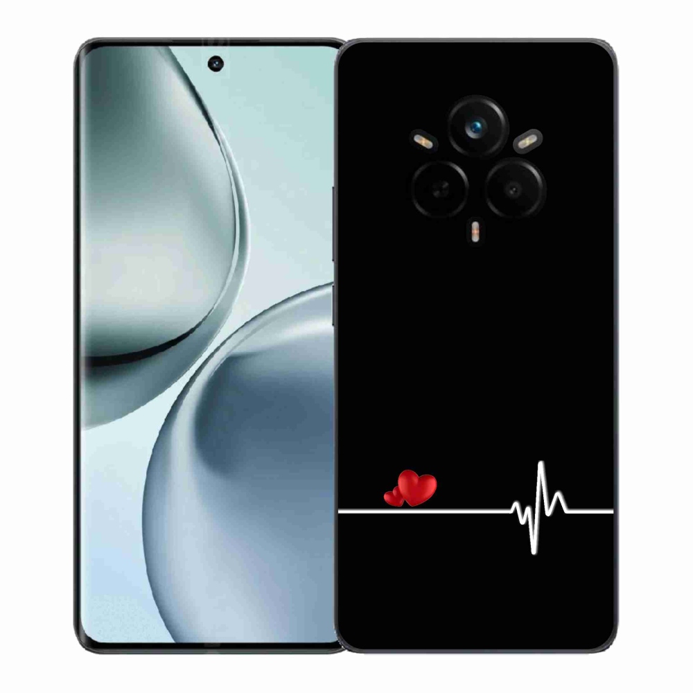 Gelový kryt mmCase na Realme 14 Pro+ 5G - srdce a tep černé pozadí