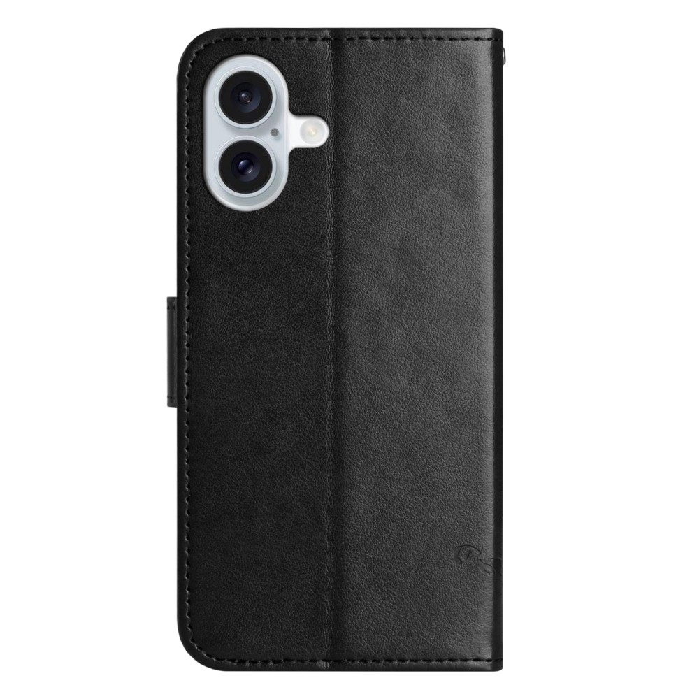 Flower knížkové pouzdro na iPhone 16 - černé
