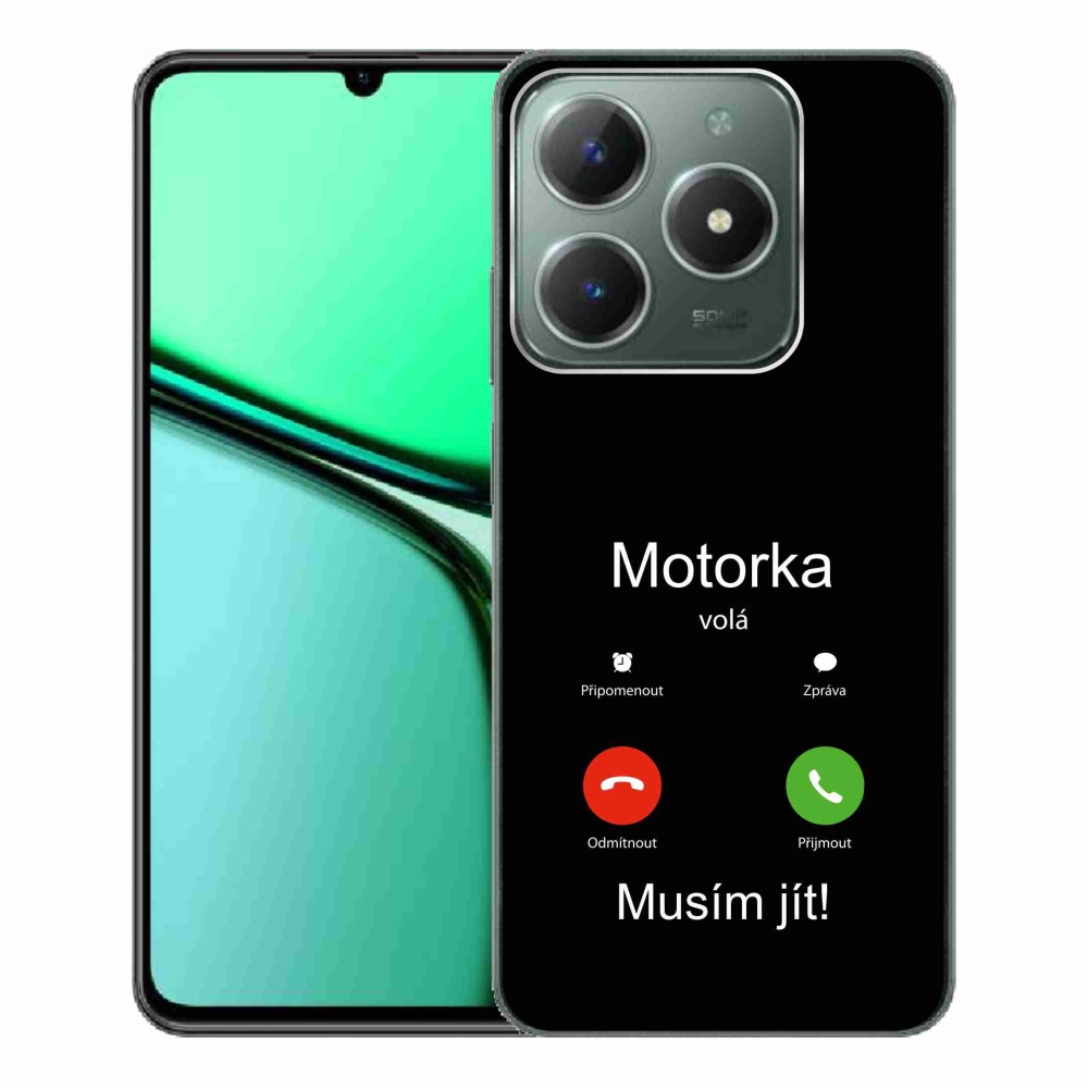 Gelový kryt mmCase na Realme C61 - motorka volá černé pozadí