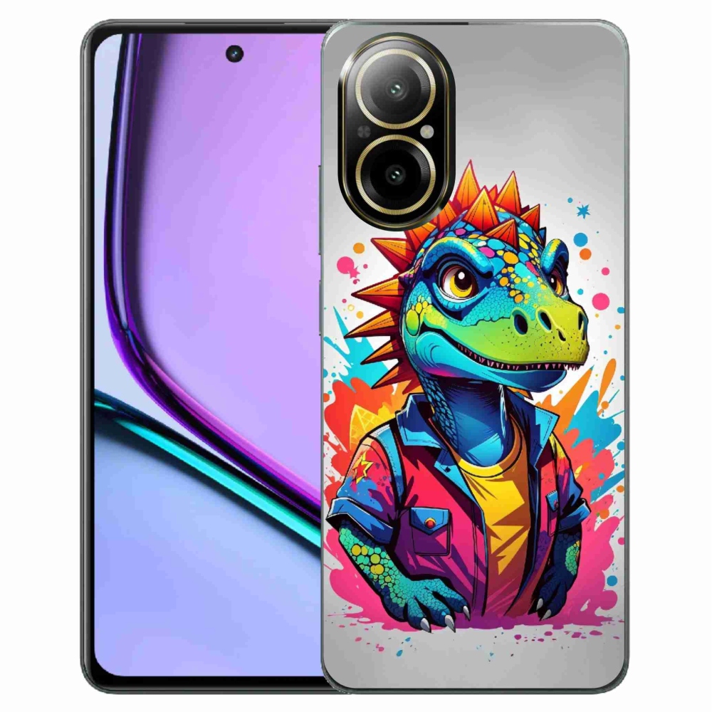 Gelový kryt mmCase na Realme C67 - barevný dinosaurus