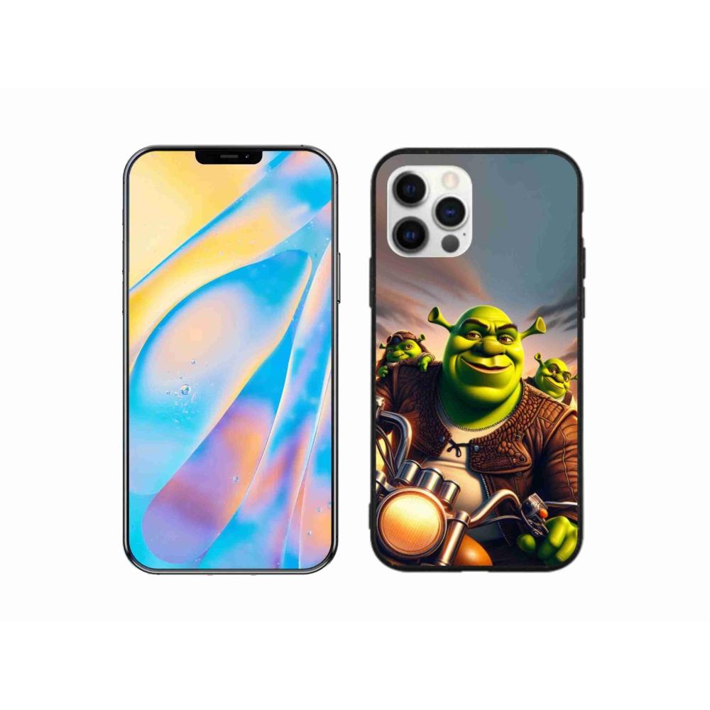 Gelový kryt mmCase na iPhone 12 - shrek na motorce