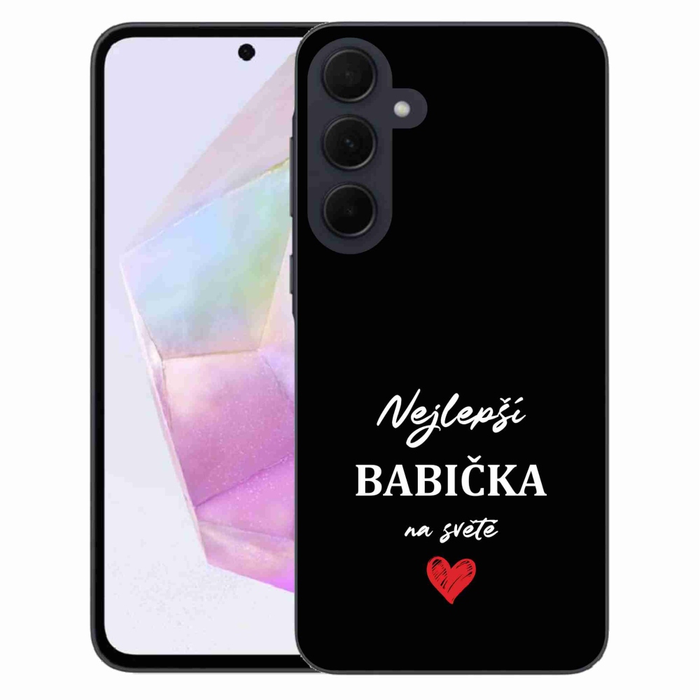 Gelový kryt mmCase na Samsung Galaxy A35 5G - nejlepší babička 1 černé pozadí