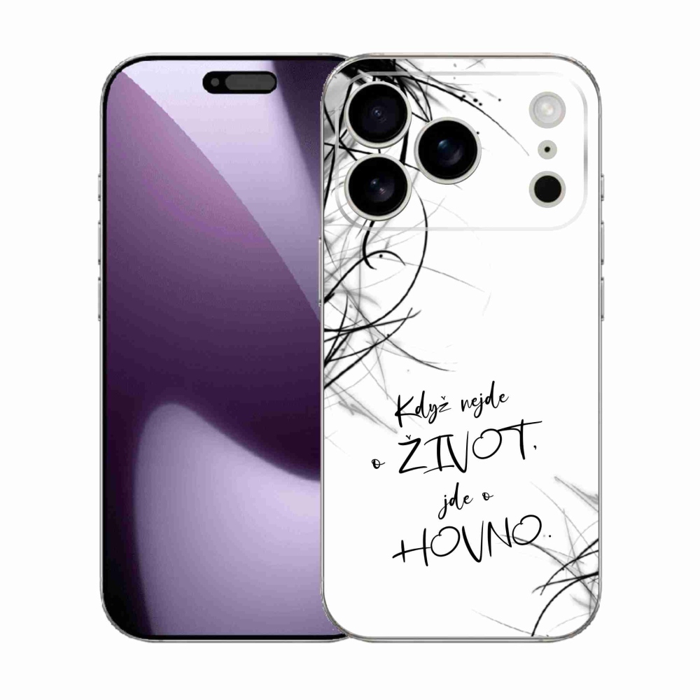 Gelový kryt mmCase na iPhone 17 Pro - vtipný text 16 bílé pozadí