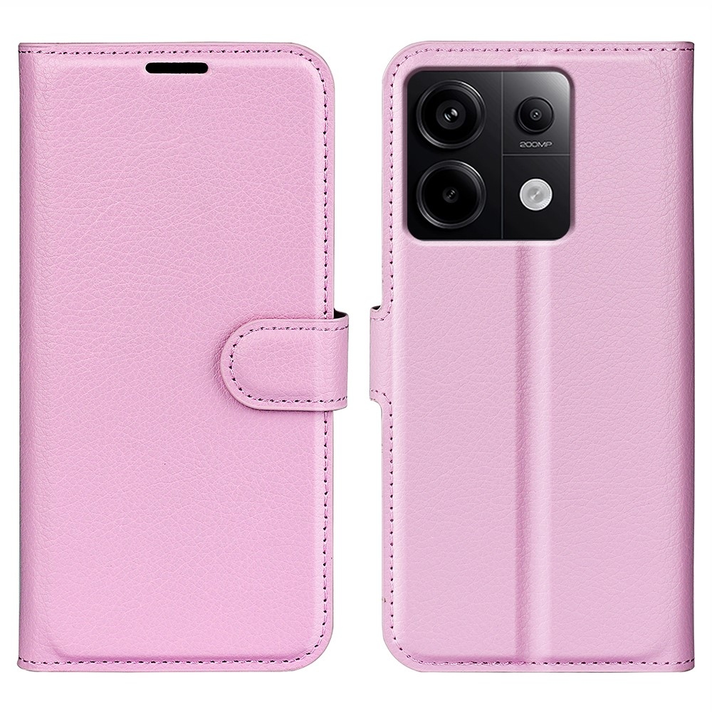 Litchi knížkové pouzdro na Xiaomi Redmi Note 13 Pro 5G/Poco X6 5G - růžové