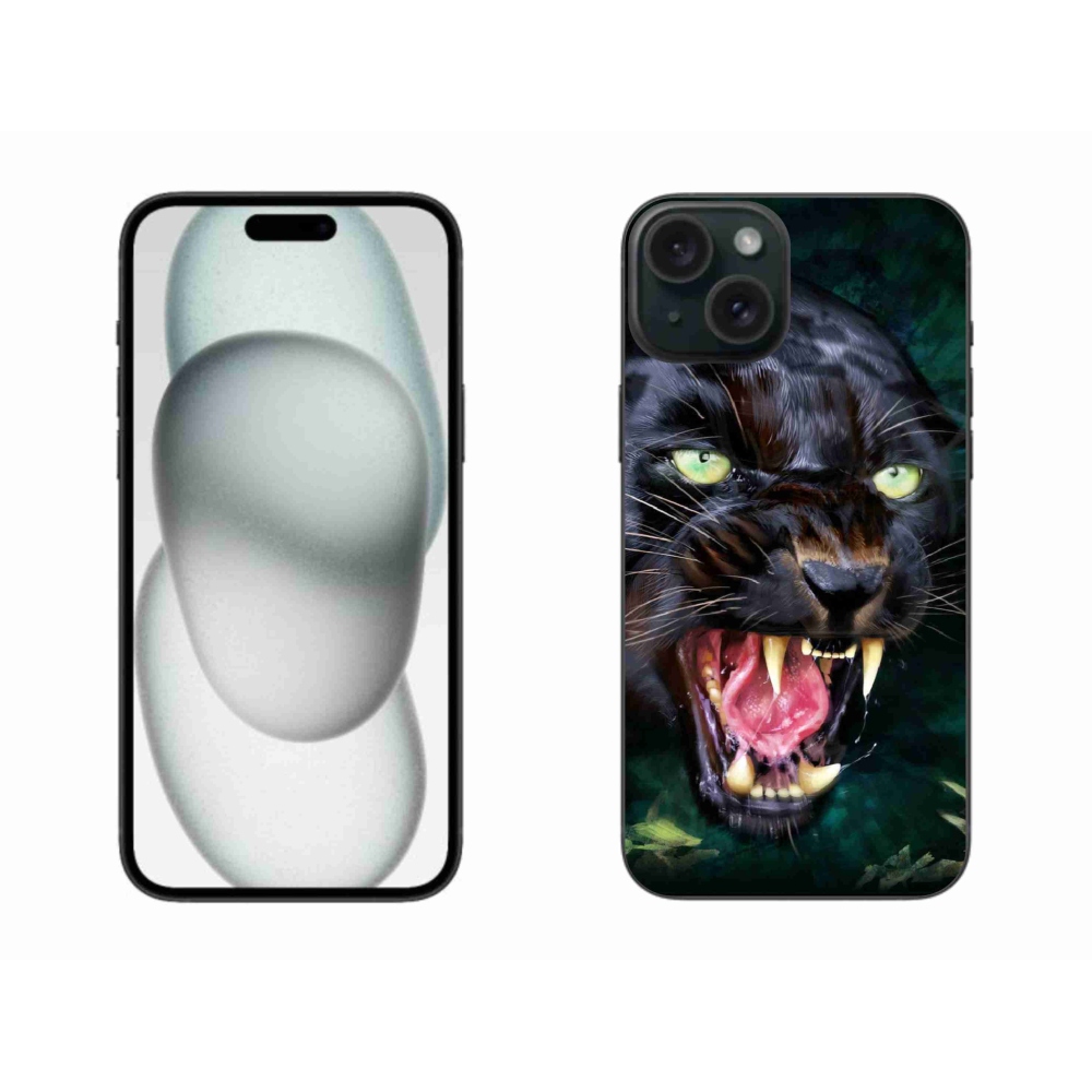 Gelový kryt mmCase na iPhone 15 Plus - rozzuřený černý panter