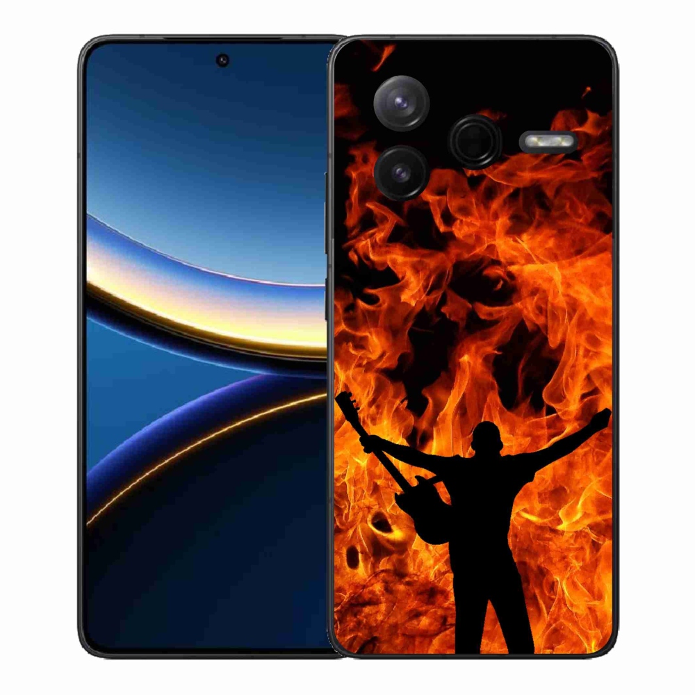 Gelový kryt mmCase na Xiaomi Poco F7 Pro - muzikant a oheň