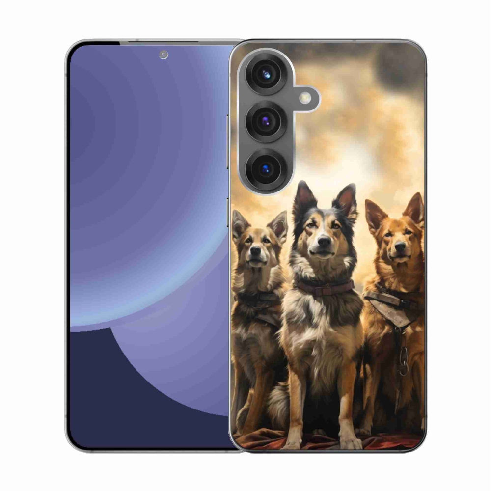 Gelový kryt mmCase na Samsung Galaxy S25 - tři psi