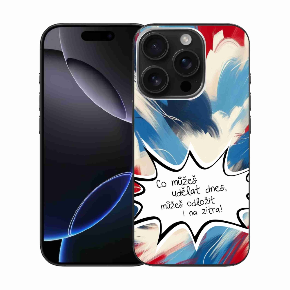 Gelový kryt mmCase na iPhone 16 Pro - vtipný text 9 bílé pozadí