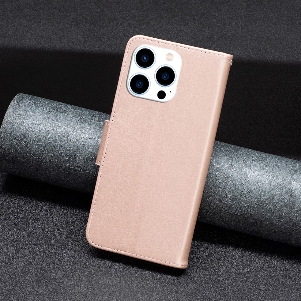 Butterfly knížkové pouzdro na iPhone 16 Pro - růžovozlaté