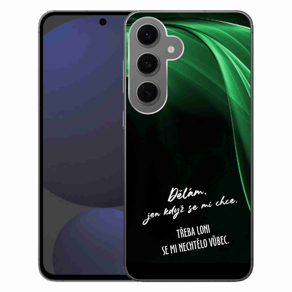 Gelový kryt mmCase na Samsung Galaxy S24 FE - vtipný text 12 černé pozadí
