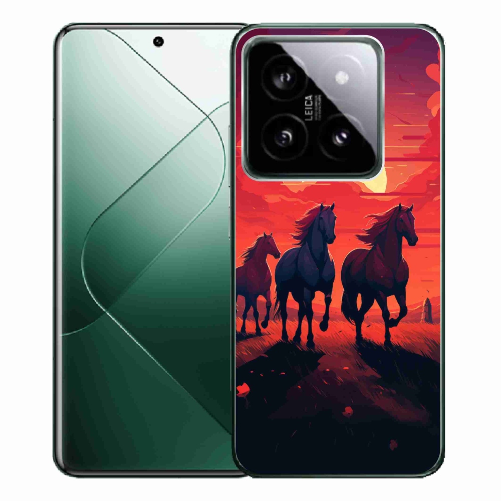 Gelový kryt mmCase na Xiaomi 14 Pro - koně a západ slunce