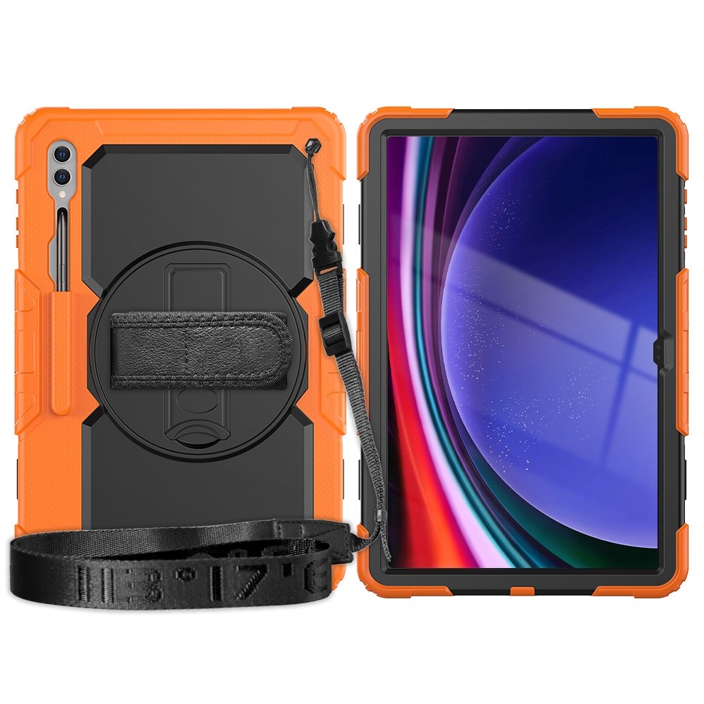 Kick odolný kryt s úchopem na ruku na Samsung Galaxy Tab S9 Ultra/Tab S10 Ultra - oranžový