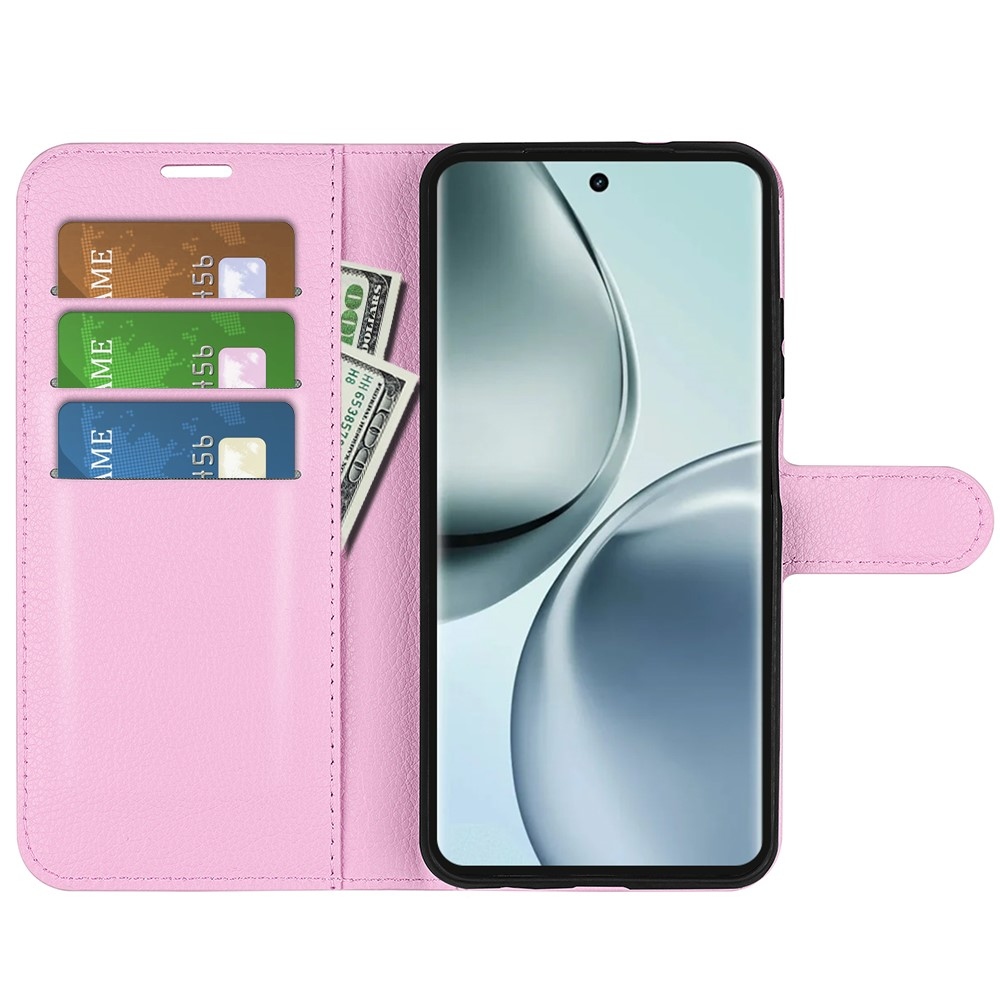 Litchi knížkové pouzdro na Realme 14 Pro 5G - růžové