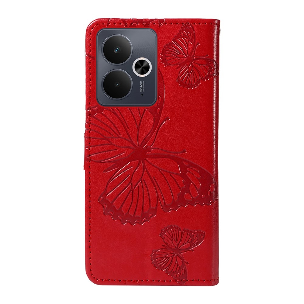 Big Butterfly knížkové pouzdro na Realme 14 5G/14T 5G - červené