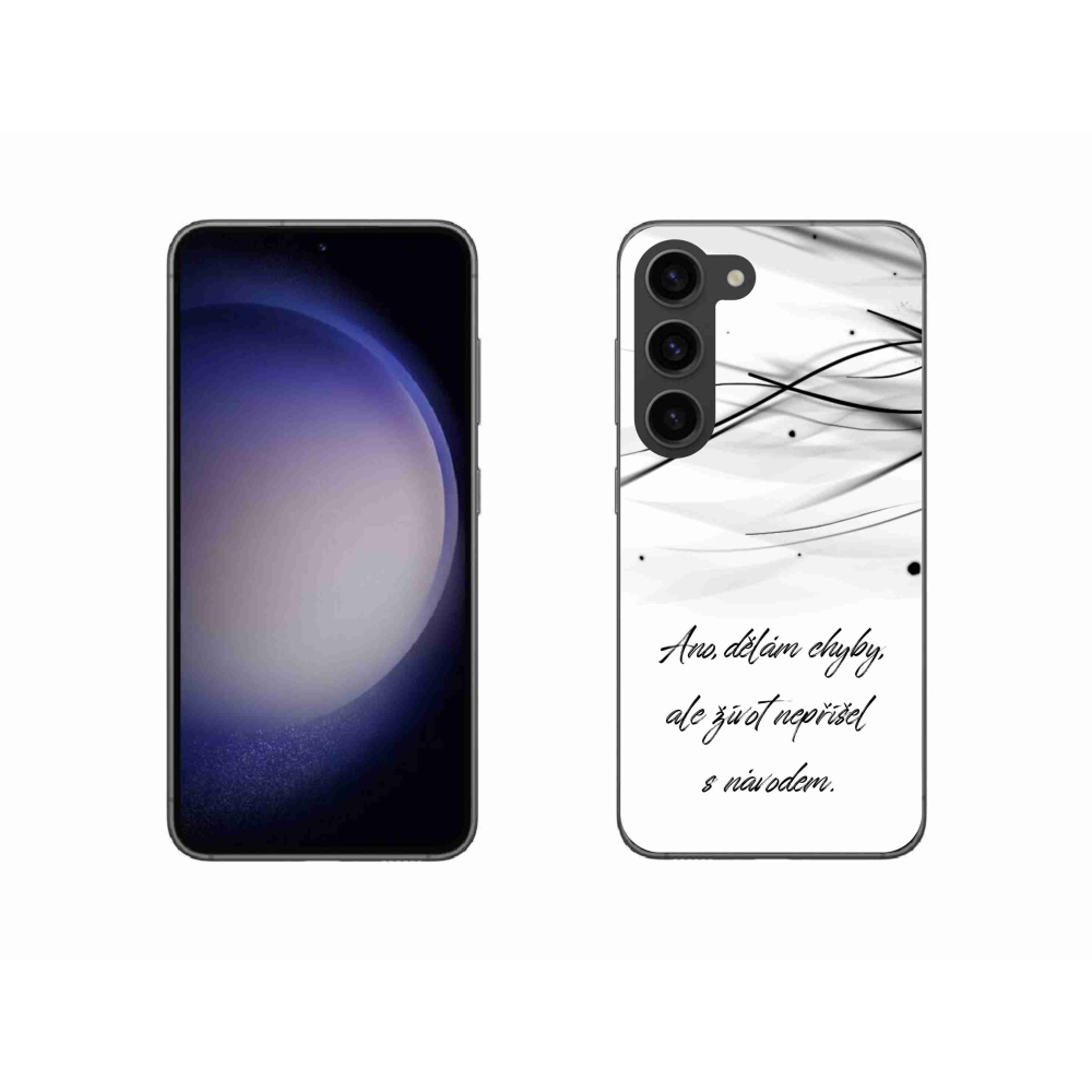 Gelový kryt mmCase na Samsung Galaxy S23 5G - citát bílé pozadí