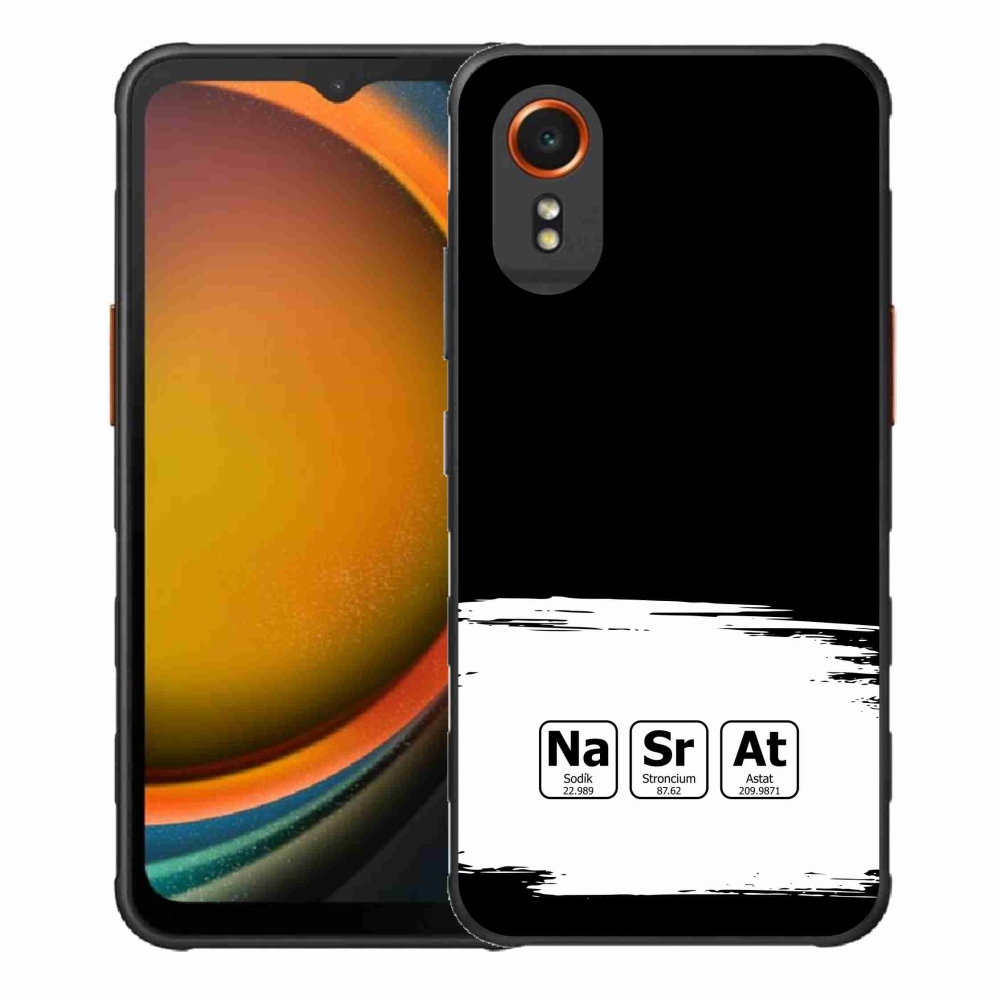 Gelový kryt mmCase na Samsung Galaxy Xcover 7 - chemické prvky bíločerné pozadí