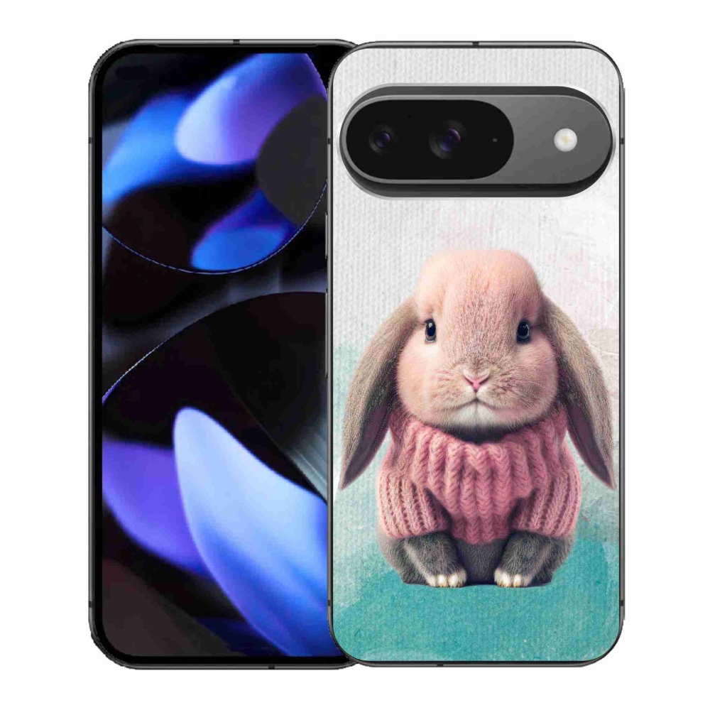 Gelový kryt mmCase na Google Pixel 9/9 Pro - králíček ve svetru