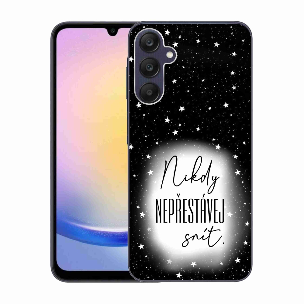 Gelový kryt mmCase na Samsung Galaxy A25 5G - citát 1 bíločerné pozadí