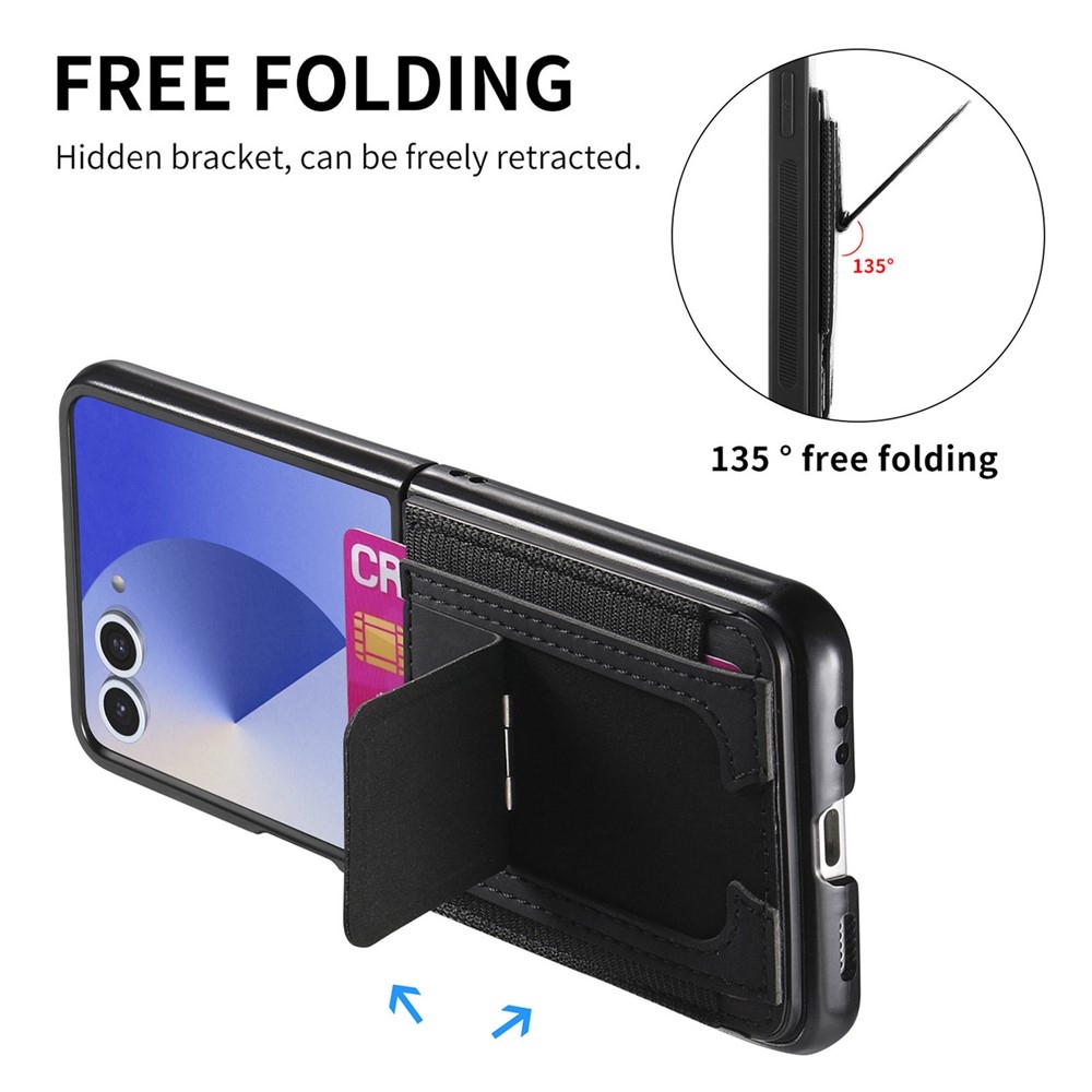 Luxurious plastový kryt s umělou kůží na Samsung Galaxy Z Flip7 5G - černý