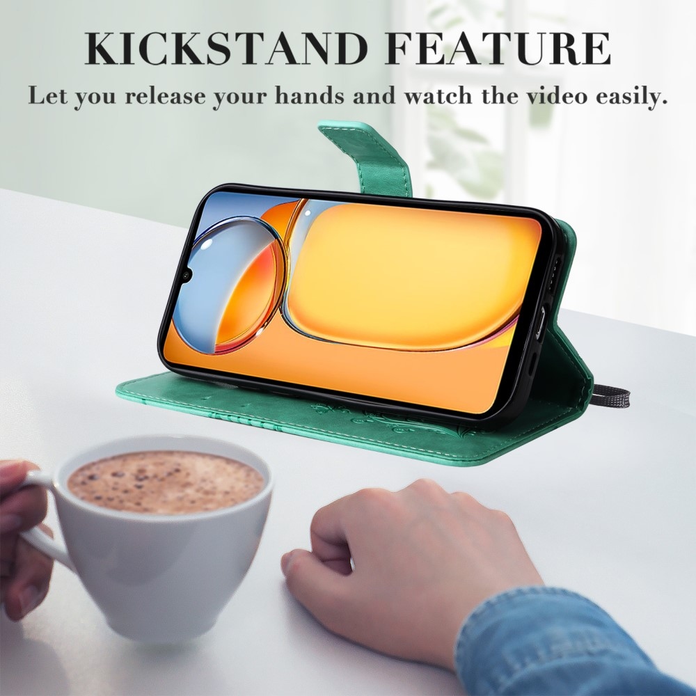 Big Butterfly knížkové pouzdro na Xiaomi Poco C65/Redmi 13C - modrozelené
