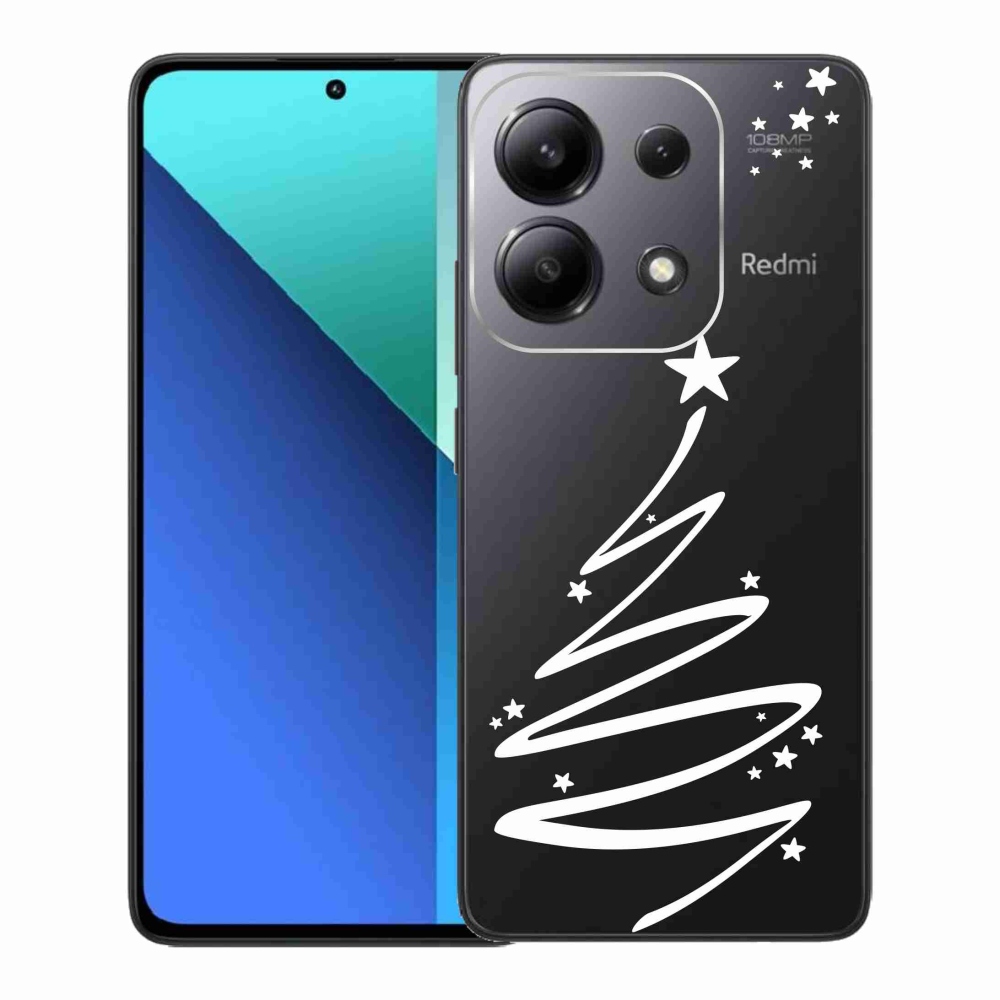 Gelový kryt mmCase na Xiaomi Redmi Note 13 - bílý stromeček na průhledném pozadí