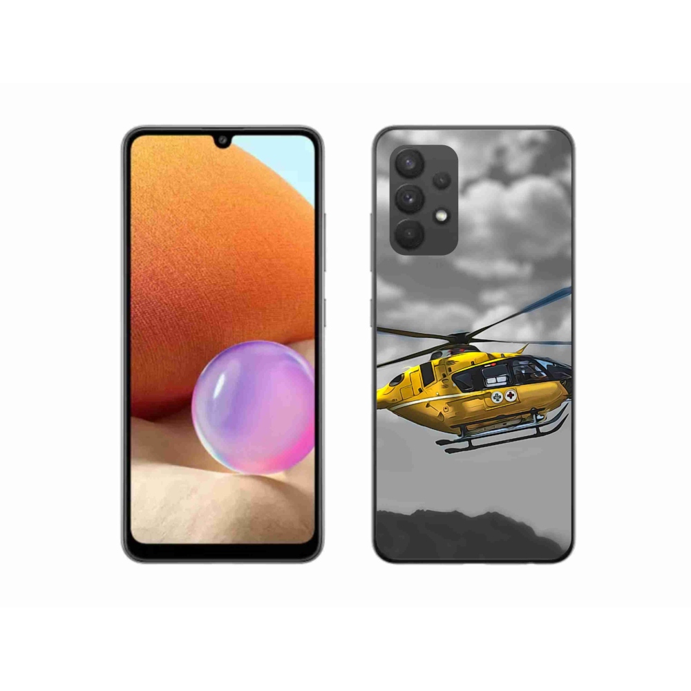 Gelový kryt mmCase na Samsung Galaxy A32 4G - žlutá helikoptéra