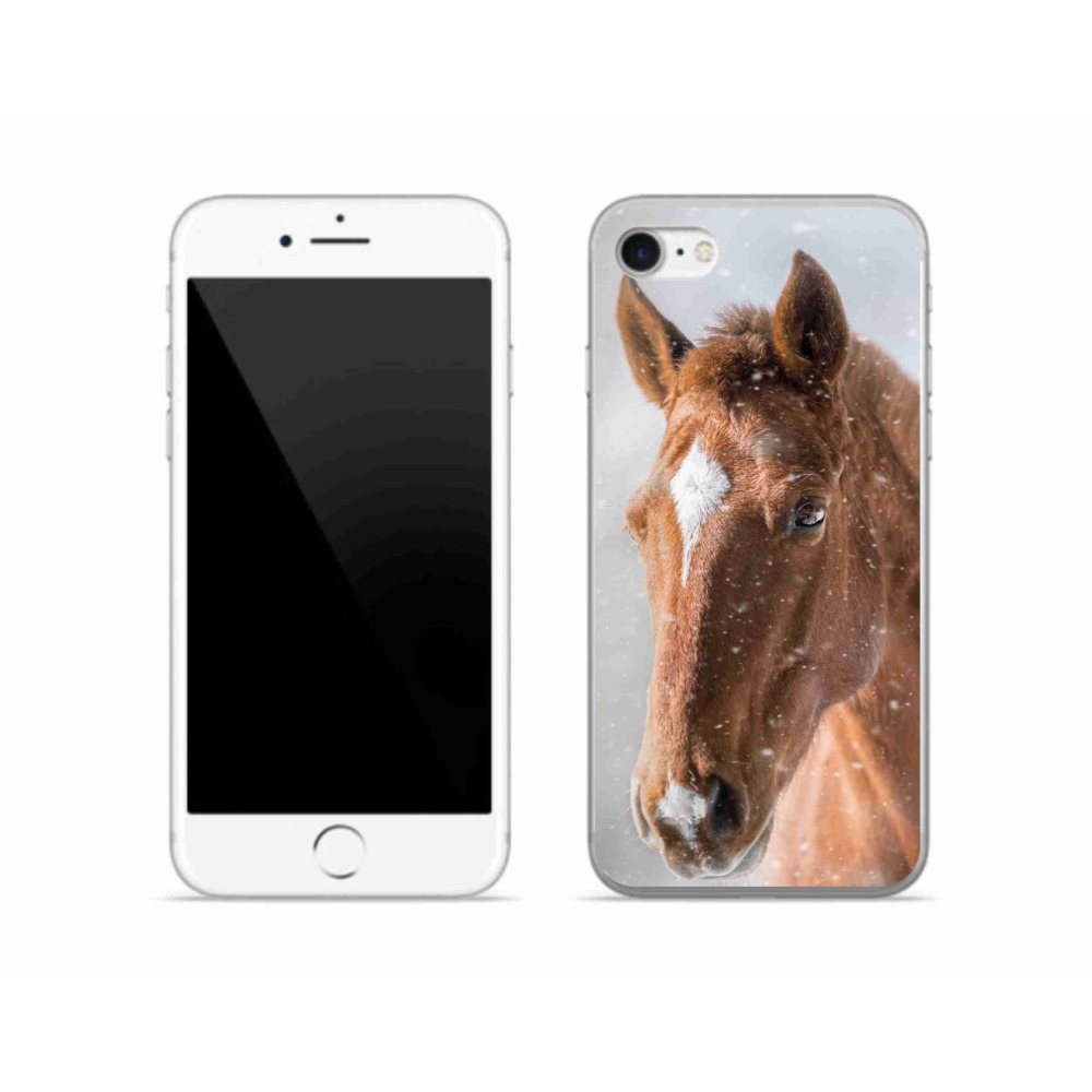 Gelový kryt mmCase na iPhone SE (2022) - hnědý kůň 2